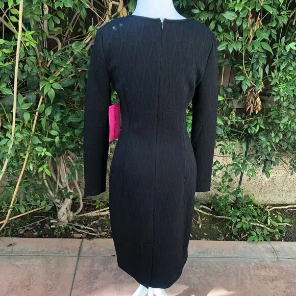 NWT Betsy Johnson Black Long Sleeve Aztec Sheath Dress 4 - Picture 2 of 11